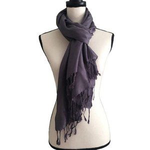 Grey Silky Fringe Scarf